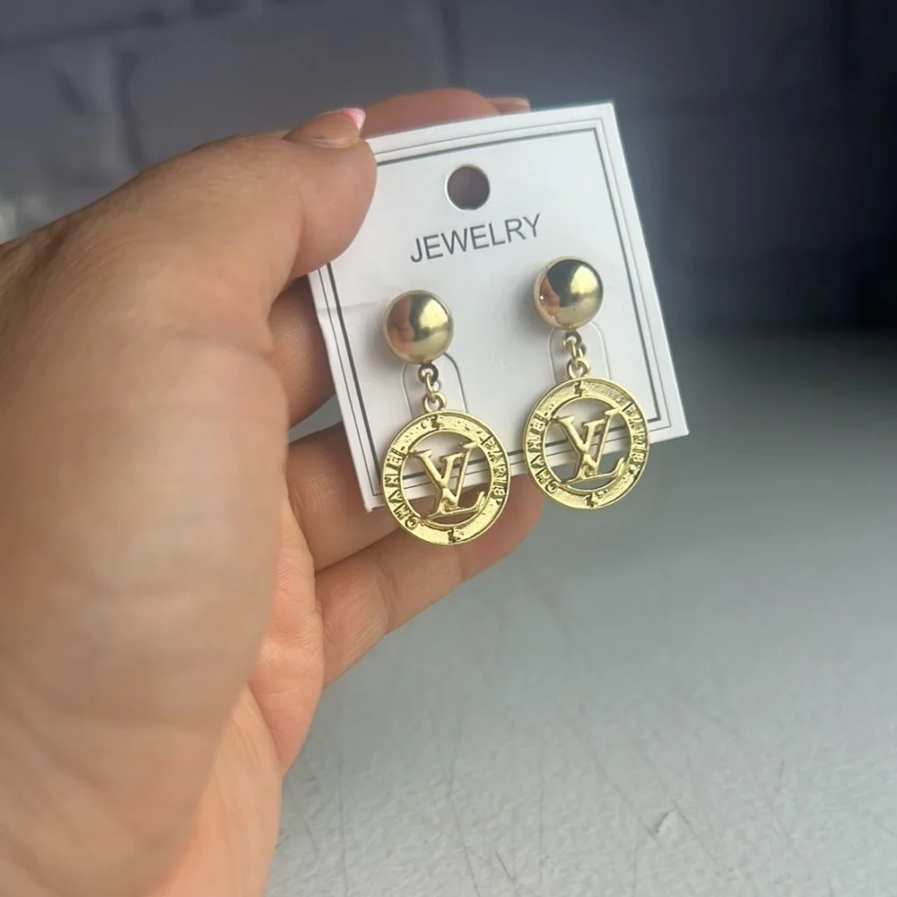 Gold Designer Drop Earrings new
